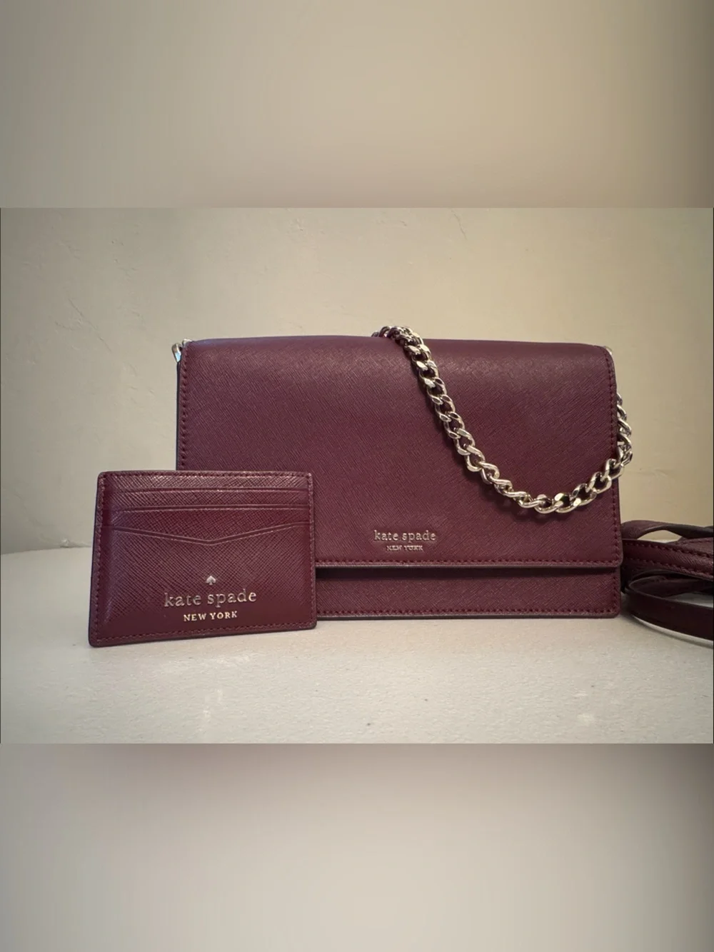 kate spade Leather Crossbody with Chain Strap and Cardholder